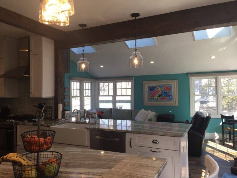 West Roxbury Victorian Kitchen and living room